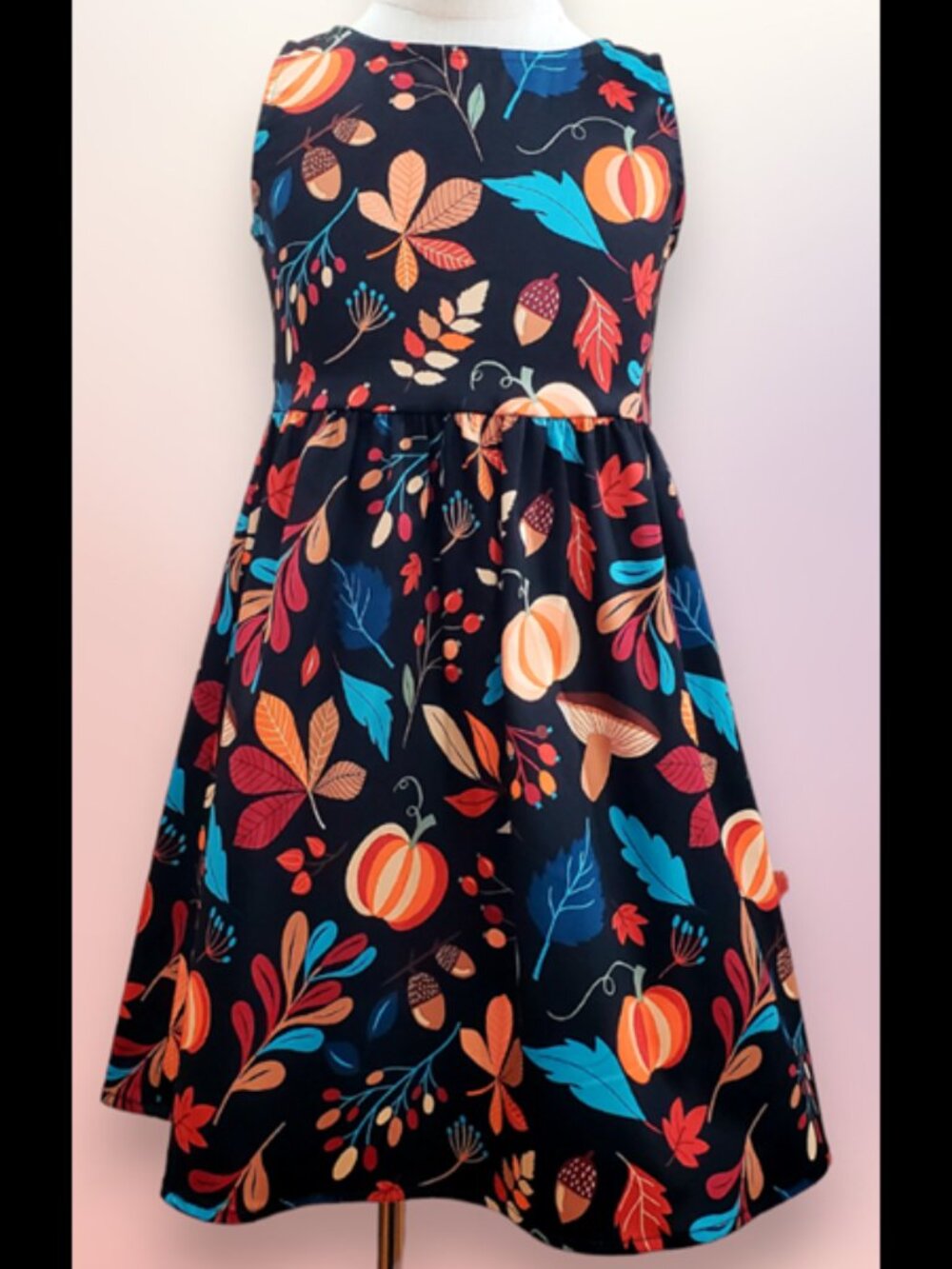 New Eva Rose Pumpkins & Leaves Print Girls Dress